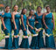 Unique Mismatached Teal Mermaid Long Cheap Bridesmaid Dresses Online, WG647