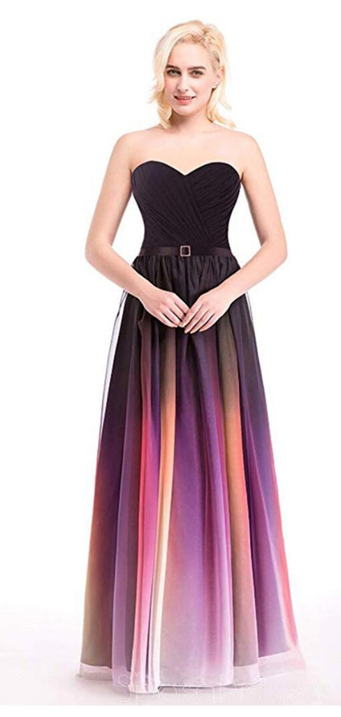 Sweetheart Chiffon Ombre Cheap Long Evening Prom Dresses,  Custom Sweet16 Dresses, 18404