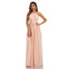 Simple Pink A-line Halter Cheap Chiffon Long Bridesmaid Dresses,WG1607