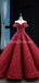 Off Shoulder Dark Red Lace Ball Gown Vestidos de fiesta, Vestidos de fiesta de noche, 12258