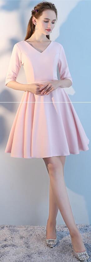 Blush rosa barato incompatível simples curto dama de honra vestidos on-line, WG516