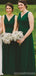 V Neck Green Chiffon Cheap Bridesmaid Dresses Online, WG768