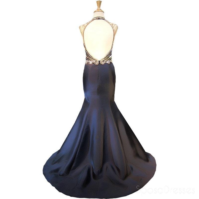 Black Open Back Beaded Sereia Longa Noite Vestidos de Baile, Cheap Custom Sweet 16 Vestidos, 18529