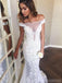 Off Shoulder Lace Mermaid Wedding Dresses, Cheap Wedding Gown, WD685