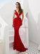 Boné Mangas Red Beaded Sereia See Through Evening Prom Vestidos, Evening Party Prom Vestidos, 12087