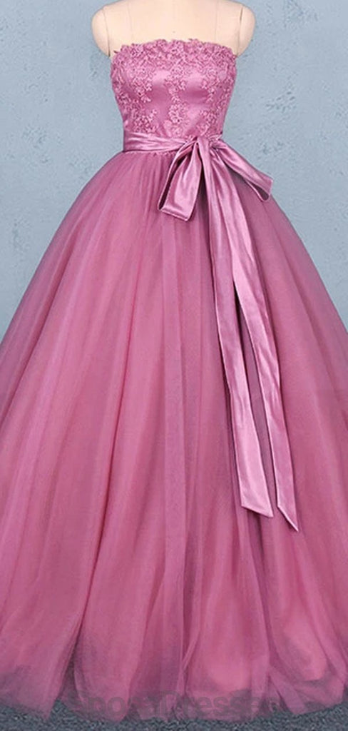 Strapless Hot Pink Ball Gown Cheap Evening Prom Dresses, Evening Party Prom Dresses, 12150