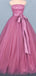 Strapless Hot Pink Ball Gown Cheap Evening Prom Dresses, Evening Party Prom Dresses, 12150