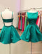 Short Cheap Open Back Emerald Green Homecoming Dresses, CM448