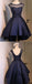 Navy Blue Lace Sexy Backless Kurze Heimkehr Abschlussball-Kleider, Günstige Kurzes Partei-Abschlussball, Süß 16 Kleider, Perfekte Homecoming Cocktail-Kleidern, CM369