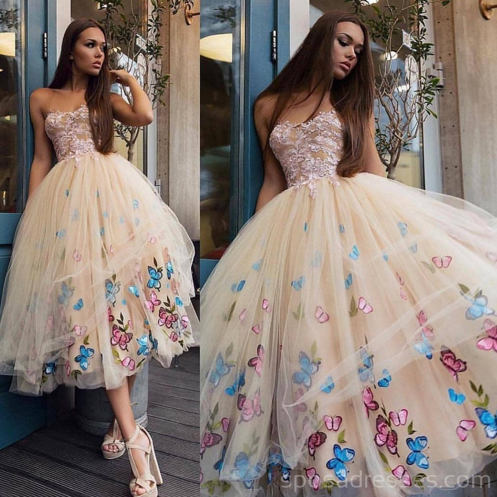 Unique Sweetheart Butterfly Flower Pink Cheap Homecoming Dresses Online, Cheap Short Prom Dresses, CM750