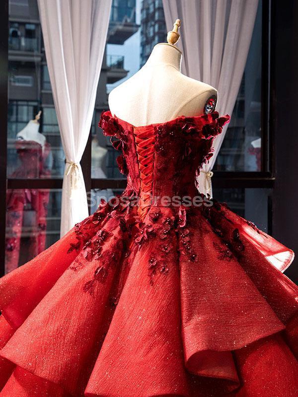 Off Shoulder Red Ballkleid Lange Abend Ballkleider, Abend Party Ball Kleider, 12259