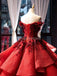 Off Shoulder Red Ballkleid Lange Abend Ballkleider, Abend Party Ball Kleider, 12259