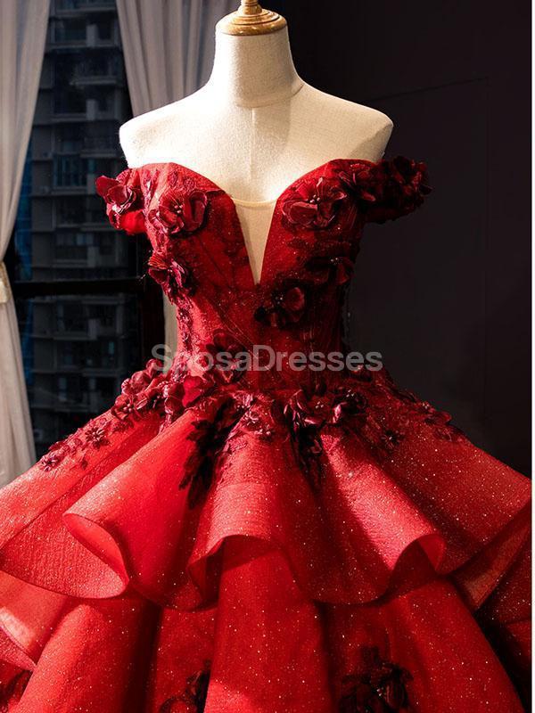 Off Shoulder Red Ballkleid Lange Abend Ballkleider, Abend Party Ball Kleider, 12259