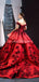 Off Shoulder Red Ballkleid Lange Abend Ballkleider, Abend Party Ball Kleider, 12259