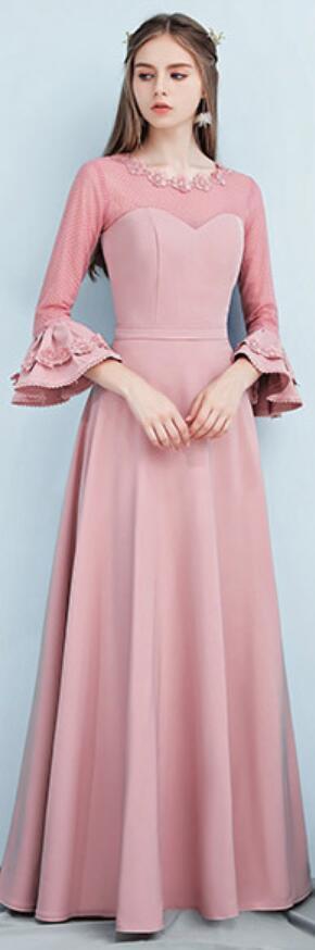 Dusty Pink Floor Length Incompatíveis Simple Cheap Bridesmaid Vestidos Online, WG517