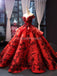 Off Shoulder Red Ballkleid Lange Abend Ballkleider, Abend Party Ball Kleider, 12259