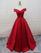 Simples Vermelho Fora Do Ombro A Linha Long Custom Evening Prom Dresses, 17418