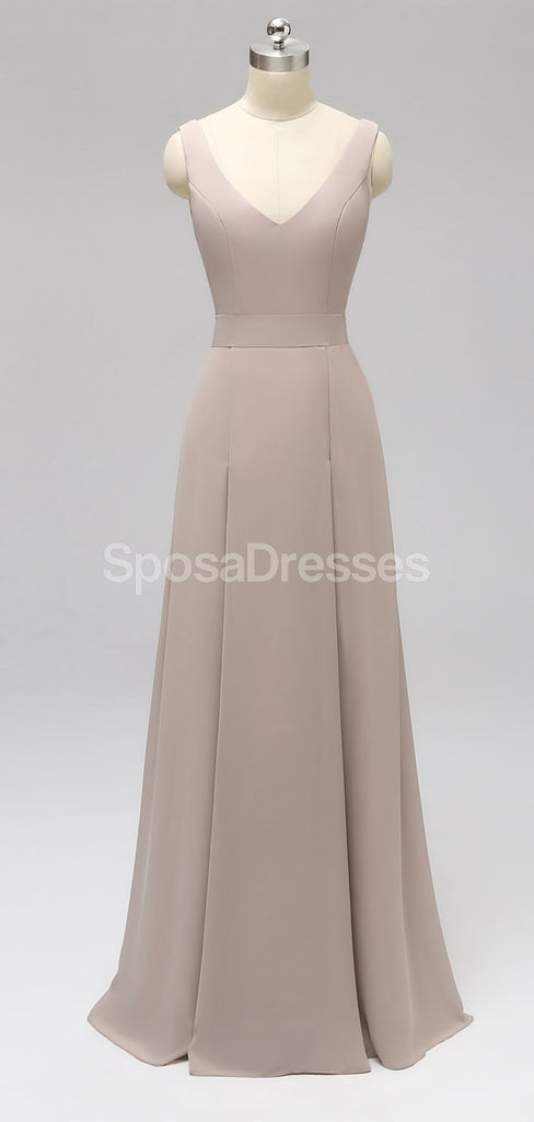 V Neck Back Back Backless Chiffon Long Cheap Bridesmaid Dresses Online, WG594