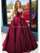 Vestidos de fiesta de noche largos de una línea de novia rojo oscuro, vestidos de fiesta de noche, 12300