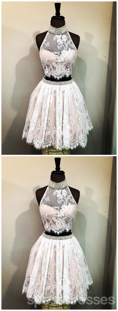 Pas cher Halter Deux pièces Mignon Dentelle Robes de bal 2018, CM497