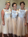 Pretty Iovry Lace Top Tulle Tea Length Affordable Bridesmaid Dresses, WG166