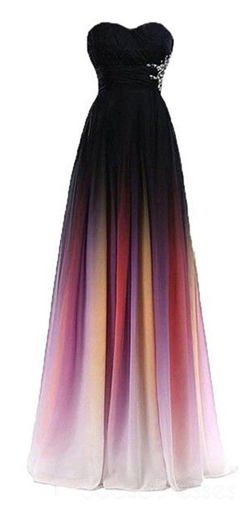 Sweetheart Beaded Chiffon Ombre Long Evening Prom Dresses, Custom heap Sweet 16 Dresses, 18403