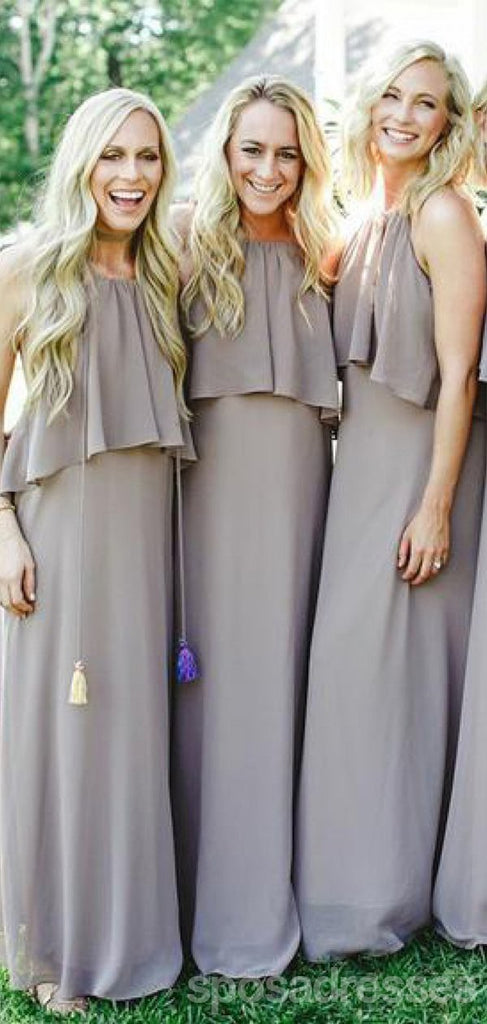 Sexy Halter Backless Grey Chiffon Cheap Bridesmaid Dresses Online, WG770