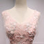 V Neckline Peach Lace Evening Prom Dresses, Popular Lace Party Prom Dresses, Custom Long Prom Dresses, Cheap Formal Prom Dresses, 17188