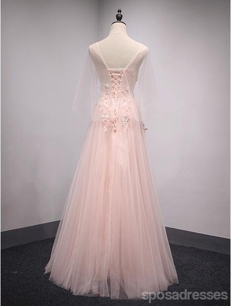 V Neckline Peach Lace Evening Prom Dresses, Popular Lace Party Prom Dresses, Dresses de Prom Longo Alfândega, Dresses de Prom Formal Barata, 17188
