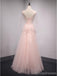 V Neckline Peach Lace Evening Prom Dresses, Popular Lace Party Prom Dresses, Custom Long Prom Dresses, Cheap Formal Prom Dresses, 17188