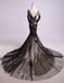 Long Sleeves Black Lace Mermaid Long Evening Prom Dresses, Cheap Sweet 16 Dresses, 18436