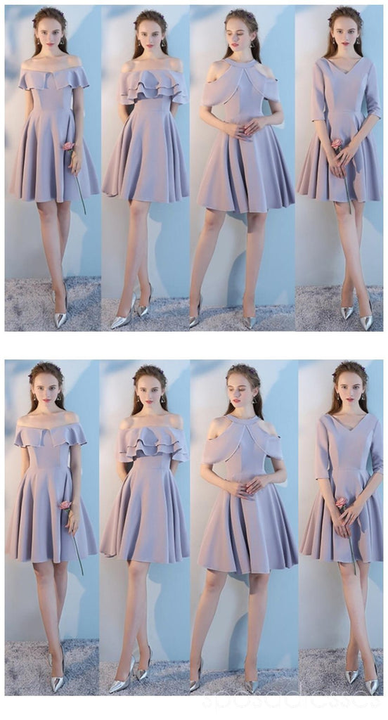 Summer Gray Short Mismatched Custom Cheap Bridesmaid Dresses Online, WG507