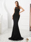 Halter Heavily Beaded Black Lace Mermaid Evening Prom, Evening Party Prom Φορέματα, 12092