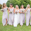 Pale Lilac Chiffon Off Shoulder Cheap Custom Bridesmaid Dresses Online, WG215