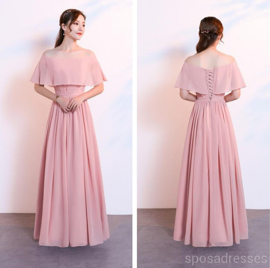 Blush Pink Floor Length Mismatched Chiffon Cheap Bridesmaid Dresses Online, WG534