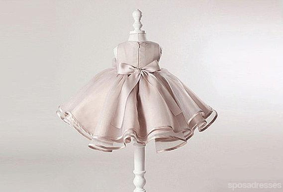 Empoeirado cor-de-Rosa de Cetim Tule Zip Vestidos da Menina de Flor, Lindos Vestidos de Menina com Flor Arco, FG030