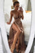 Sexy Side Slit Spaghetti Straps Long Evening Prom Dresses, 17699