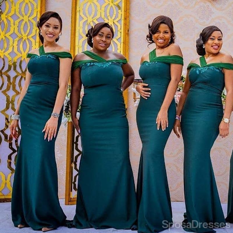 Off Shoulder Green Mermaid Applique Long Bridesmaid Dresses Online, WG652