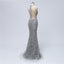 Grey Lace Heavily Beaded Mermaid Long Evening Prom Dresses, Luxurious Sweet 16 Dresses, 18347