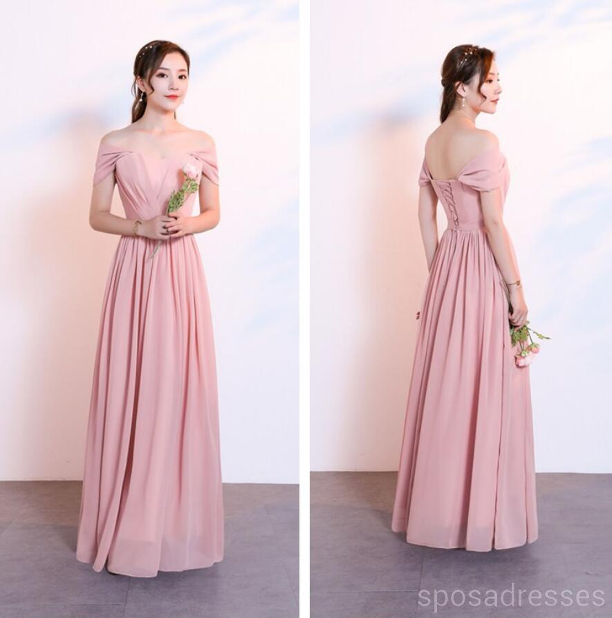 Robe de demoiselle d'honneur pas cher en mousseline de soie mousseline de soie rose pâle en ligne, WG534