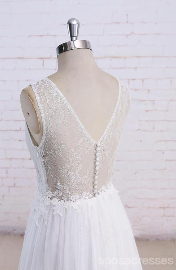 Sexy See Through Scoop Unique Lace Cheap Dresses For Wedding, WD395