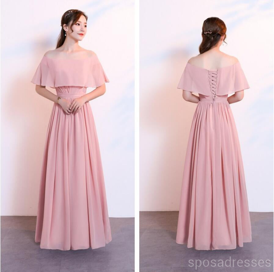 Blush Pink Floor Length Mismatched Chiffon Cheap Bridesmaid Dresses Online, WG534