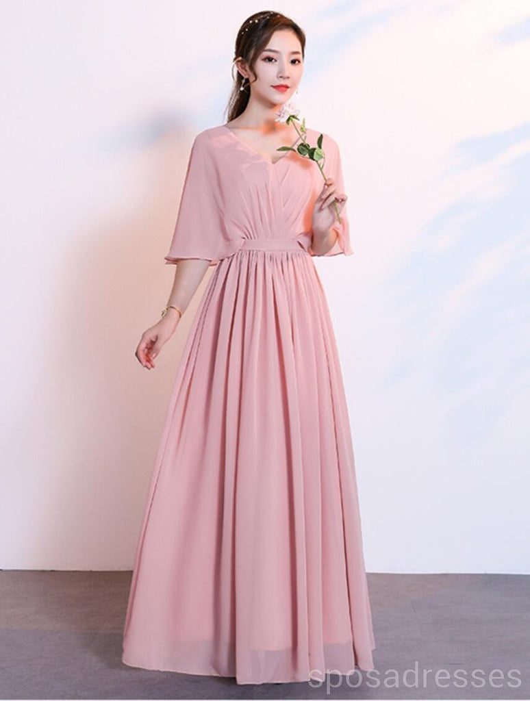 Robe de demoiselle d'honneur pas cher en mousseline de soie mousseline de soie rose pâle en ligne, WG534