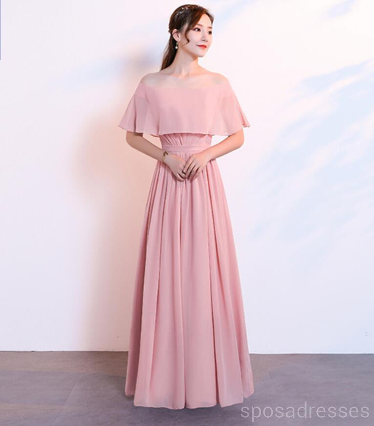 Robe de demoiselle d'honneur pas cher en mousseline de soie mousseline de soie rose pâle en ligne, WG534