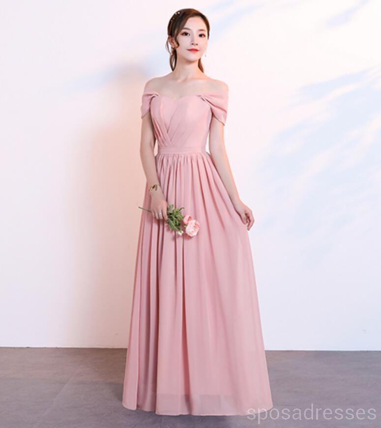 Blush Pink Floor Length Mismatched Chiffon Cheap Bridesmaid Dresses Online, WG534