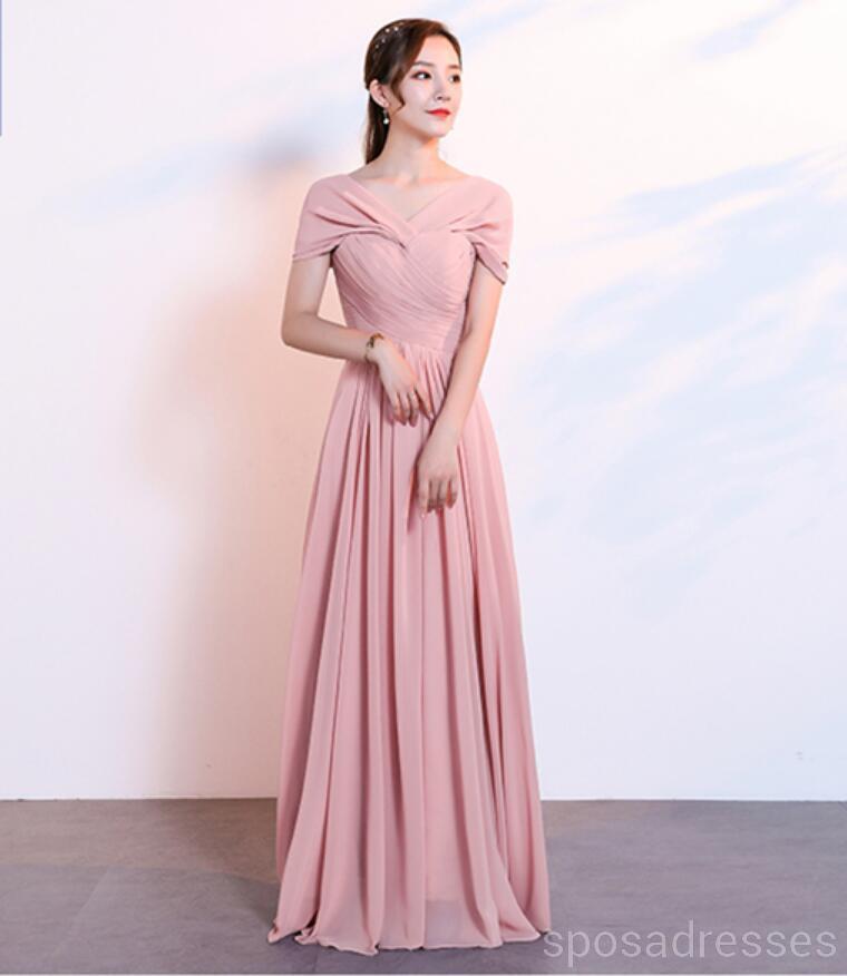 Robe de demoiselle d'honneur pas cher en mousseline de soie mousseline de soie rose pâle en ligne, WG534