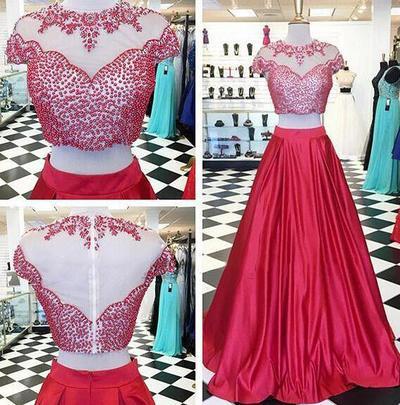 Rojo de Dos Piezas de Noche, vestidos de fiesta, Vestidos de Cap manga con Cuentas de Fiesta Vestido de fiesta, Personalizada Largos Vestidos de fiesta, Hoteles de Formal, vestidos de fiesta, Vestidos 17066