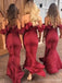 Halter Dark Red Mermaid High Low Cheap Bridesmaid Dresses Online, WG683