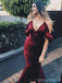 Halter Dark Red Mermaid High Low Cheap Bridesmaid Dresses Online, WG683