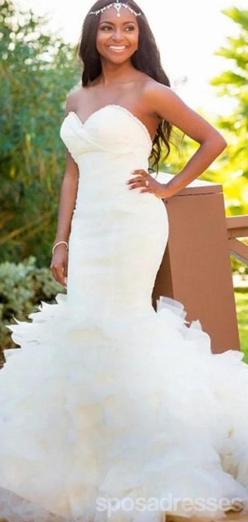 Simple Strapless Sweetheart Mermaid Wedding Dresses Online, WD404